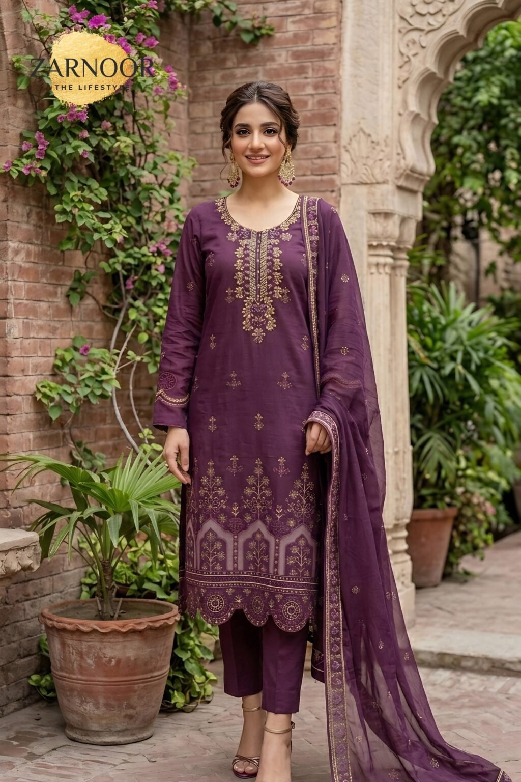 Premium Olive Green Embroidered Unstitched Lawn Cotton 3 Piece Suit