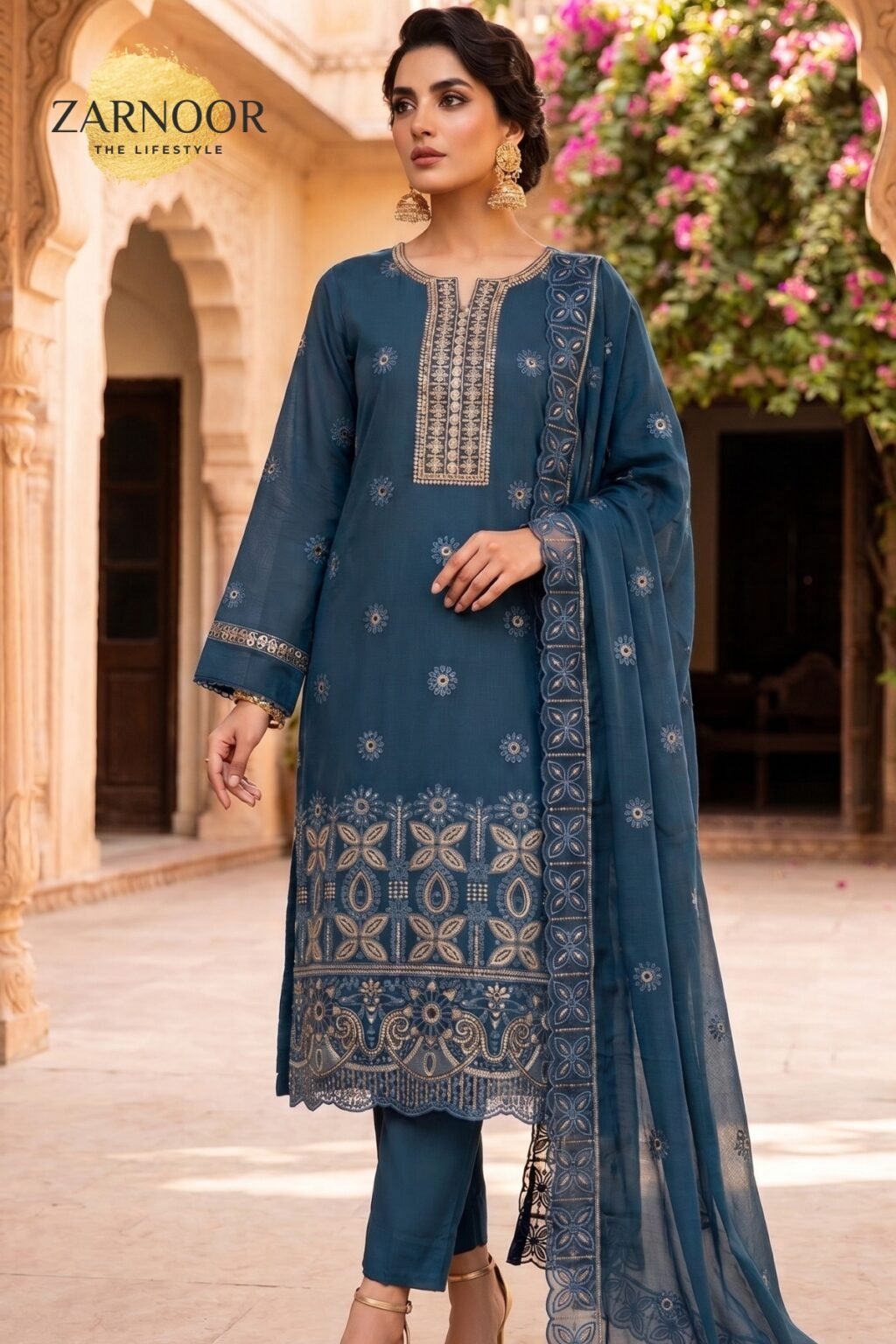 Unstitched Zinc with Gold Embroidery