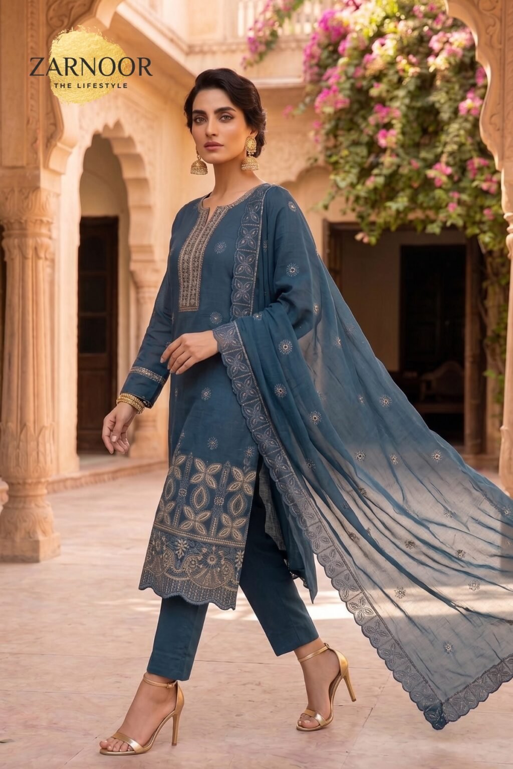 Unstitched Zinc with Gold Embroidery