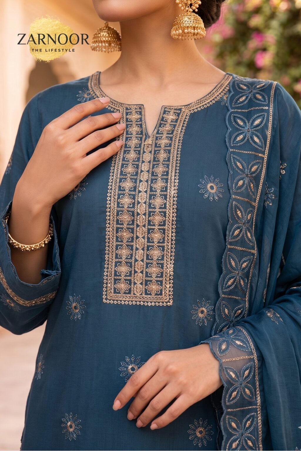 Unstitched Zinc with Gold Embroidery