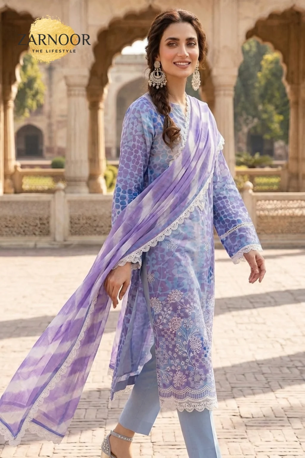 Sky Blue Unstitched Heavy Embroidery & Digital Print (3)