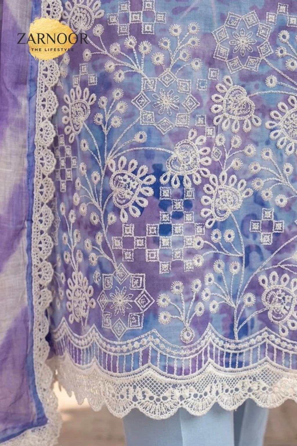 Sky Blue Unstitched Heavy Embroidery & Digital Print (4)