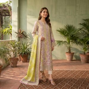 Zarnoor Premium Chicken Kari Lawn 3 Piece Unstitched Suit with Digital Print Voile Dupatta