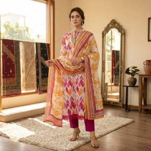 Zarnoor Premium Chicken Kari Lawn 3 Piece Unstitched Suit with Digital Print Voile Dupatta
